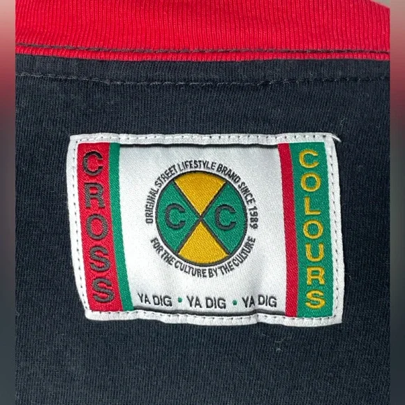 Vintage Y2K Cross Colours "Ya Dig" Colorblock Hip-Hop T-Shirt Size Medium - Picture 6 of 9